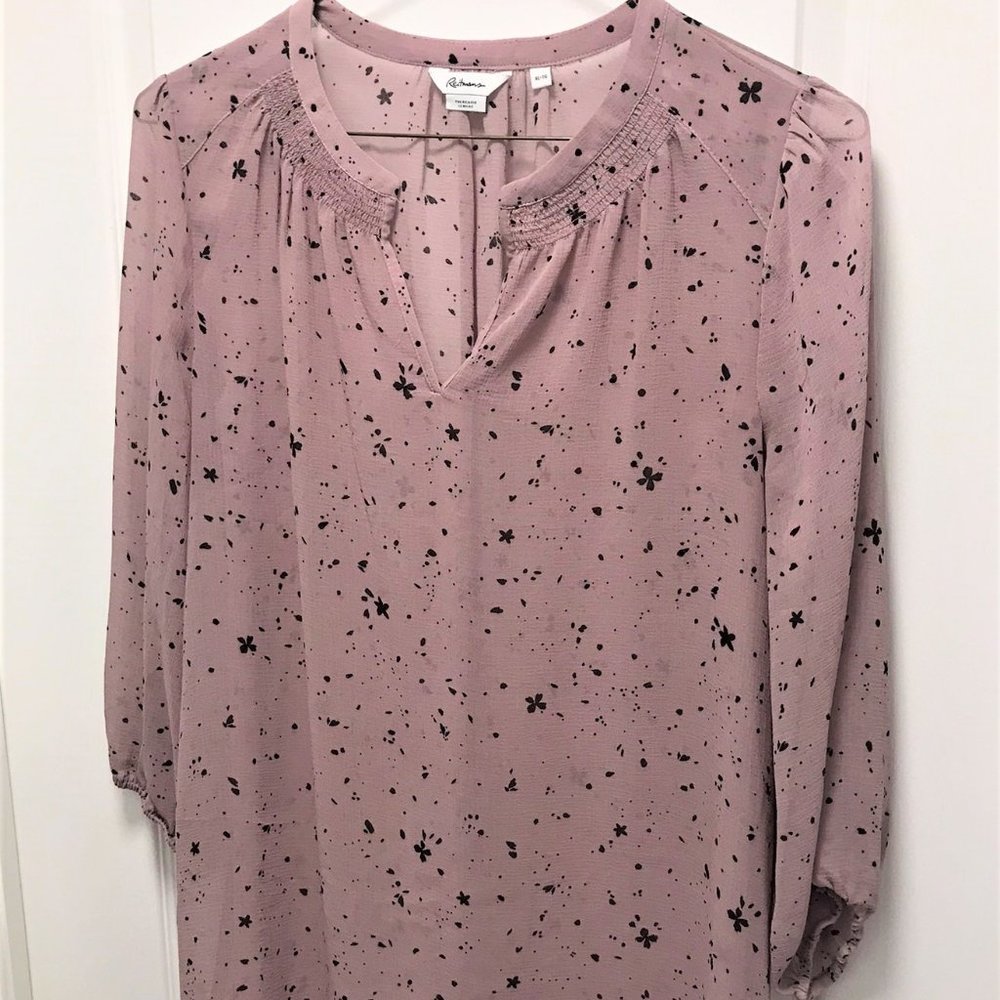 Reitmans Purple Floral Tunic Blouse 3/4 Sleeves Size XL